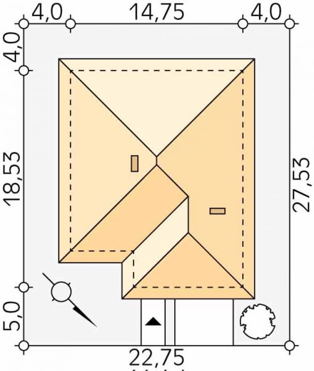Rzut projektu Decyma 5 (CE) - Usytuowanie na działce