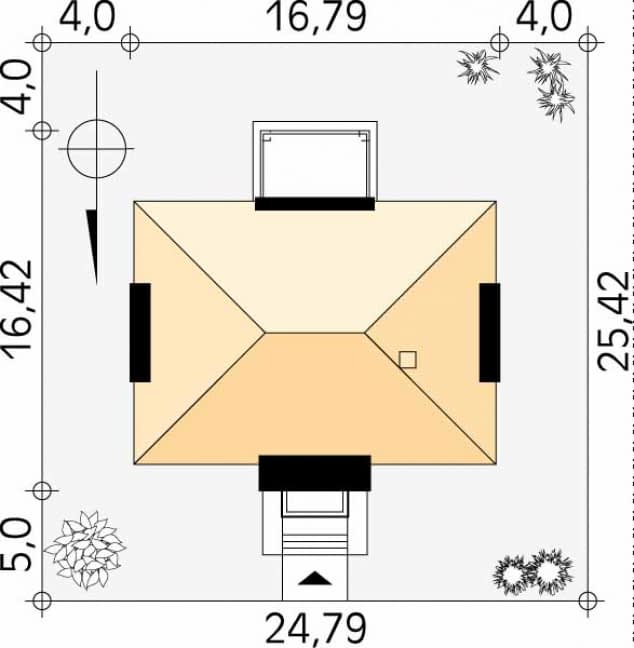 Rzut projektu Amadeusz (CE) - Usytuowanie na działce
