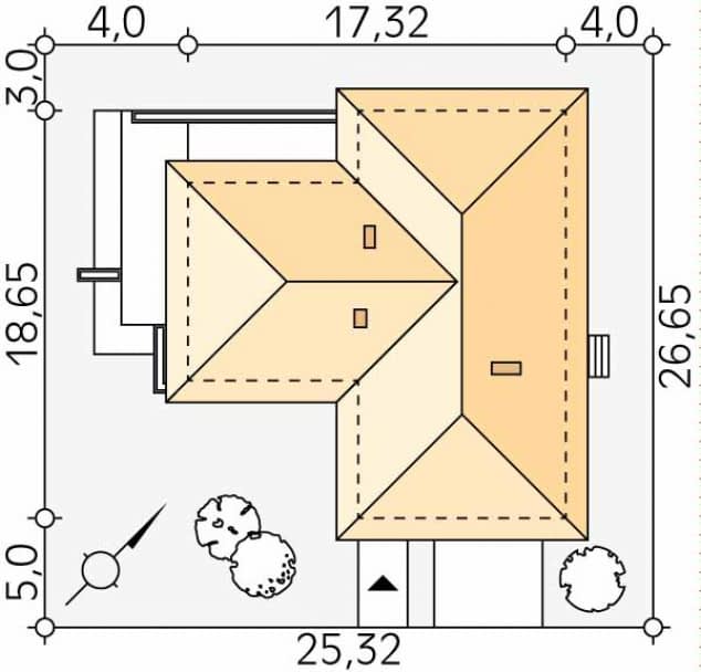 Rzut projektu Aksamit 4 (CE) - Usytuowanie na działce