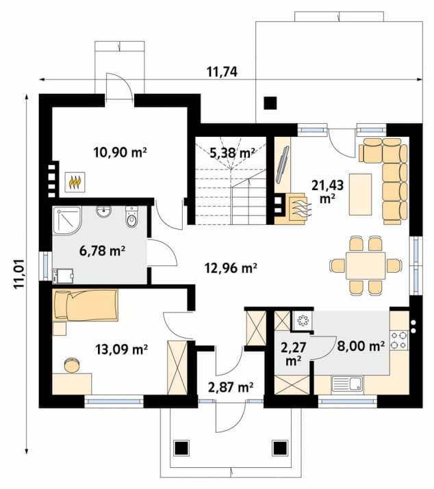 Rzut projektu Dudek 5 (KO) - parter