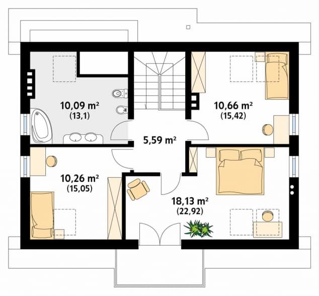 Rzut projektu Dudek 5 (KO) - poddasze