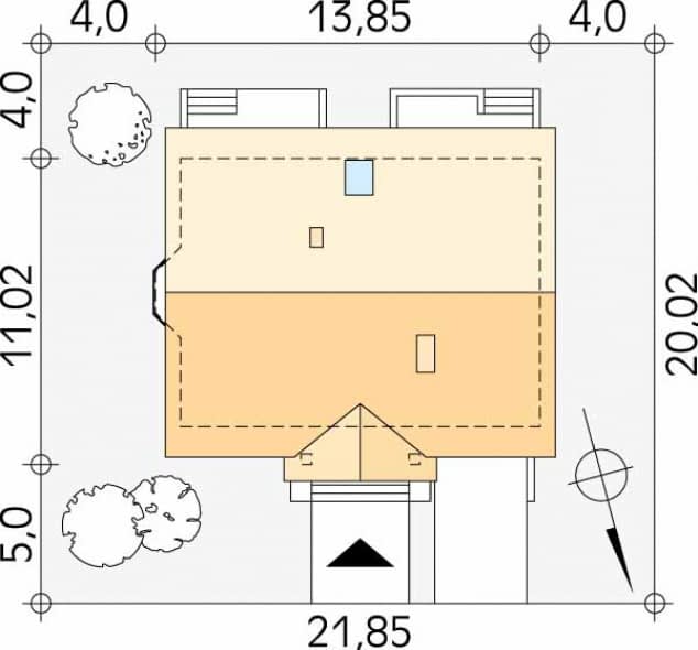 Rzut projektu Goździk 2 (CE) - Usytuowanie na działce