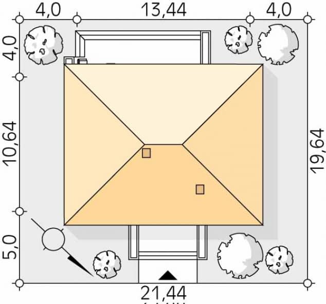 Rzut projektu Aruba (KO) - Usytuowanie na działce