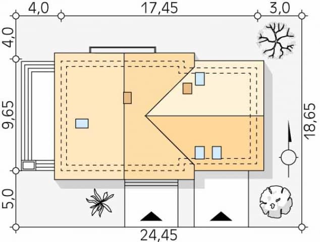 Rzut projektu Wolta 3 (CE) - Usytuowanie na działce