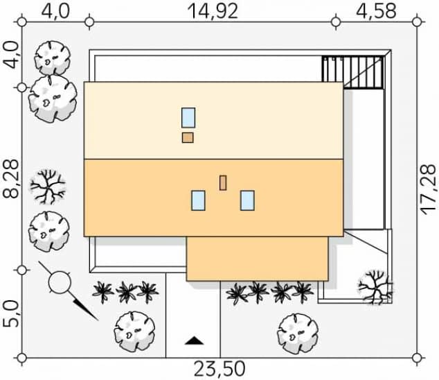 Rzut projektu Weranda 7 (CE) - Usytuowanie na działce