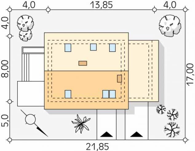 Rzut projektu Jagoda 4 (CE) - Usytuowanie na działce