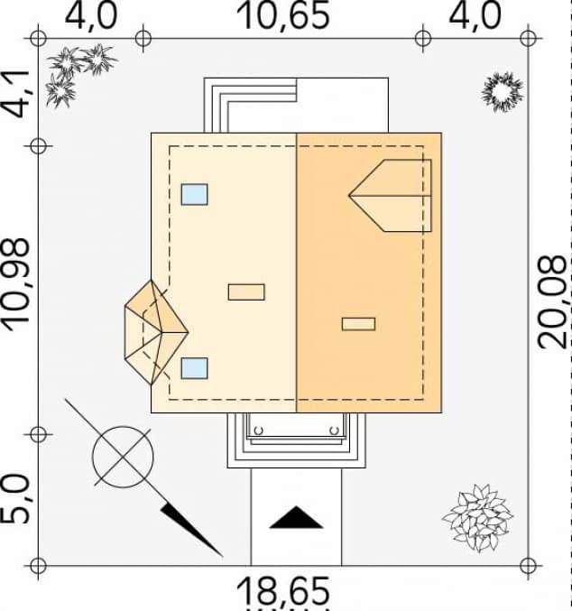 Rzut projektu Berberys (CE) - Usytuowanie na działce
