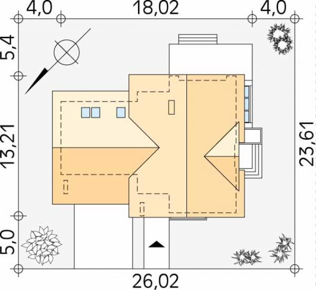 Rzut projektu Jaspis 2 (CE) - Usytuowanie na działce