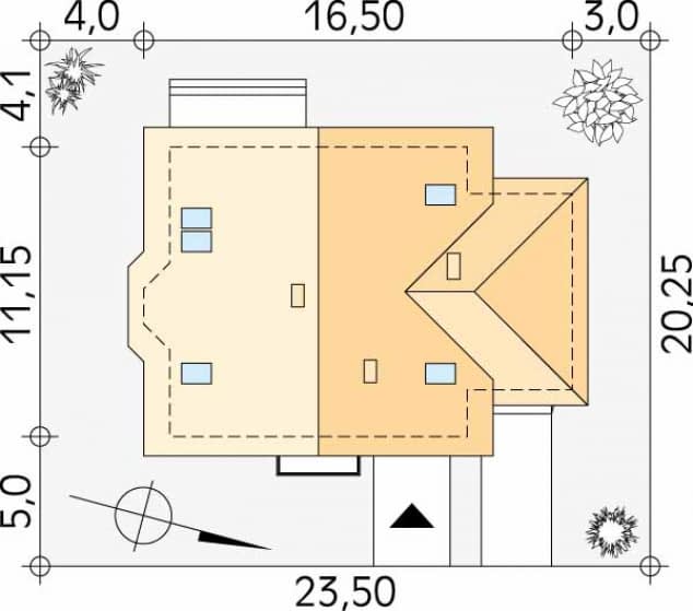 Rzut projektu Caro (CE) - Usytuowanie na działce