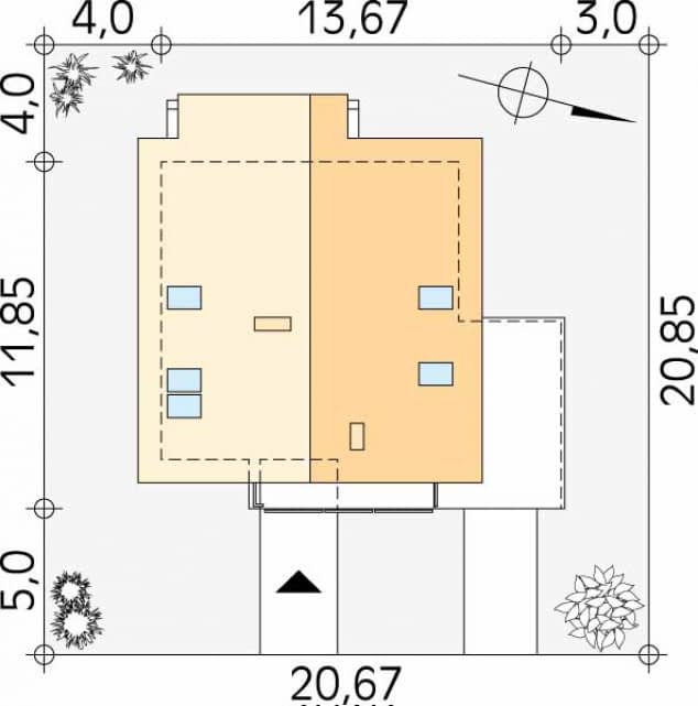 Rzut projektu Orion (CE) - Usytuowanie na działce