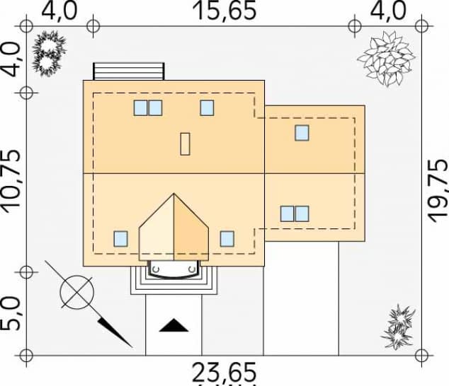 Rzut projektu Pik 2 (CE) - Usytuowanie na działce