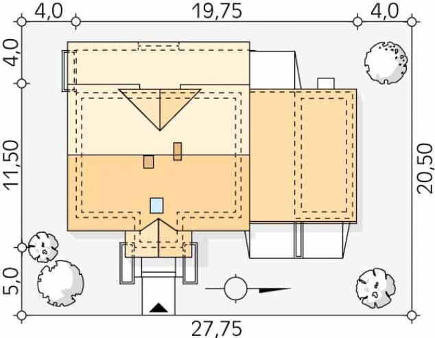 Rzut projektu Poziomkowy 2 (CE) - Usytuowanie na działce