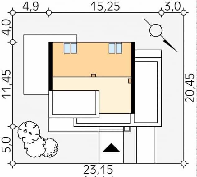 Rzut projektu Gryfon (CE) - Usytuowanie na działce
