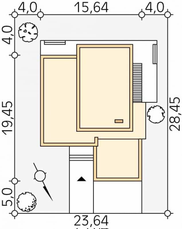 Rzut projektu Asteria (KO) - Usytuowanie na działce