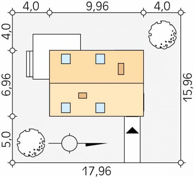 Rzut projektu Groszek (KO) - Usytuowanie na działce