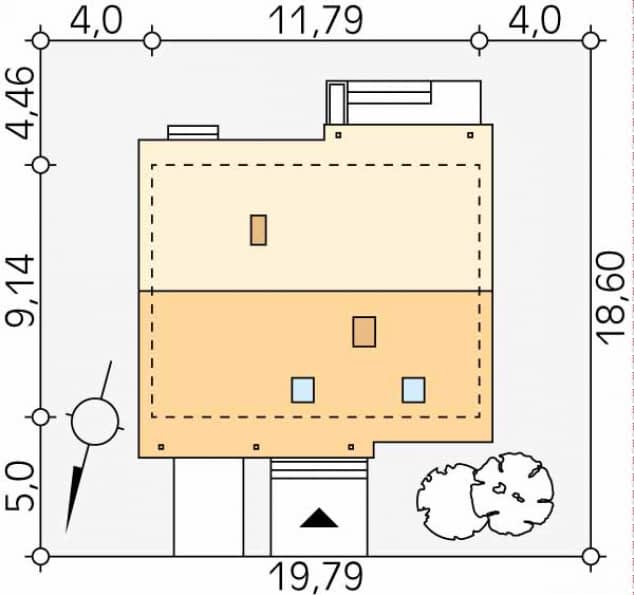 Rzut projektu Balbinka 2 (KO) - Usytuowanie na działce