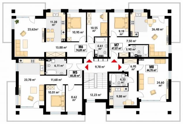 Rzut projektu Akant 4 (CE) - pietro1