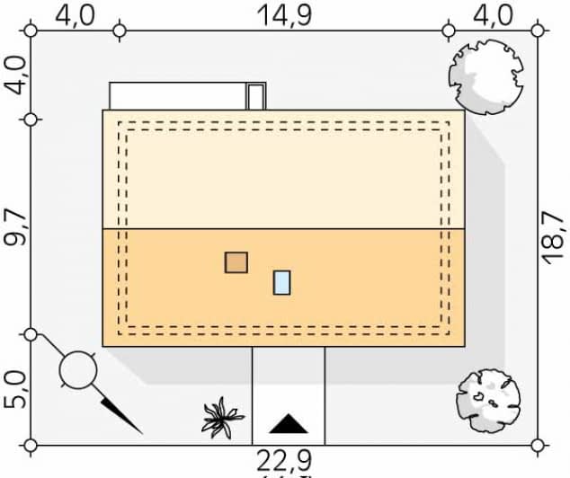 Rzut projektu Mak 4 (KO) - Usytuowanie na działce