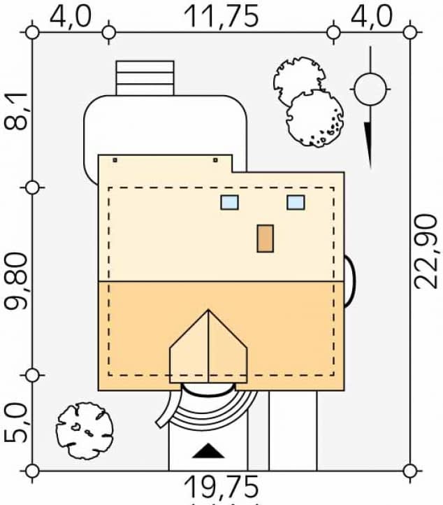 Rzut projektu Chaber 3 (CE) - Usytuowanie na działce