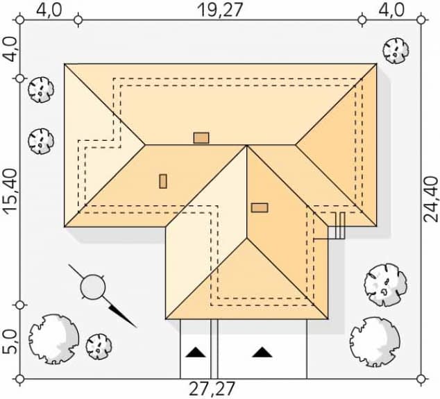 Rzut projektu Orchidea (SI) - Usytuowanie na działce