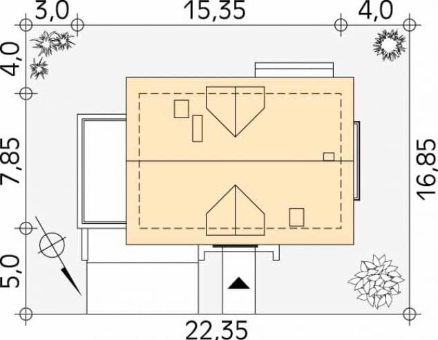 Rzut projektu Bielik 2 (CE) - Usytuowanie na działce