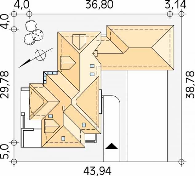 Rzut projektu Cis (CE) - Usytuowanie na działce