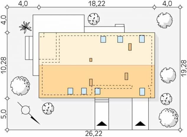 Rzut projektu Słoneczny 3 (CE) - Usytuowanie na działce