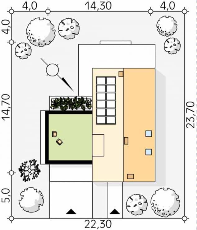 Rzut projektu Platan 2 (CE) - Usytuowanie na działce