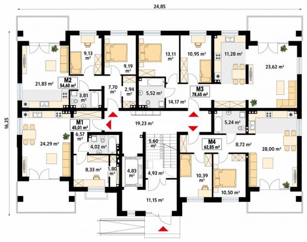 Rzut projektu Akant 3 (CE) - parter