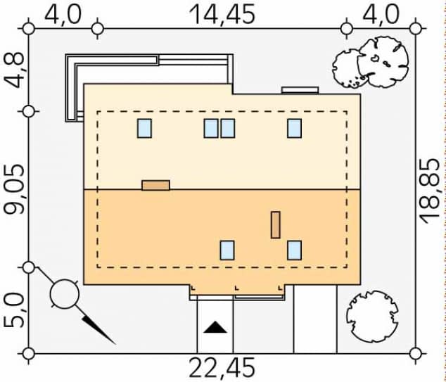 Rzut projektu Kulczyk (CE) - Usytuowanie na działce