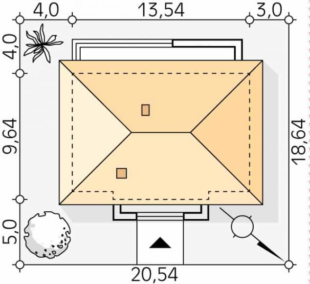 Rzut projektu Decyma 10 (KO) - Usytuowanie na działce