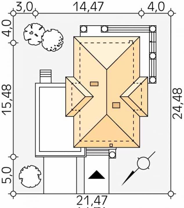 Rzut projektu Cyprys 5 (KO) - Usytuowanie na działce