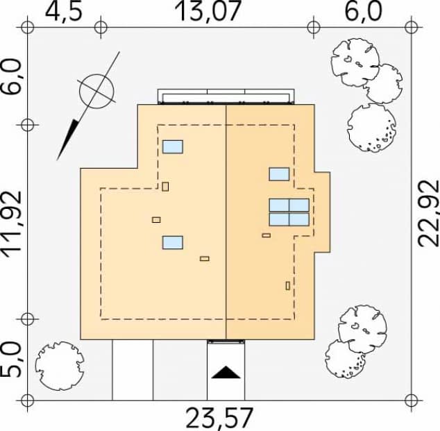 Rzut projektu Syriusz dr-T (DR-T) - Usytuowanie na działce