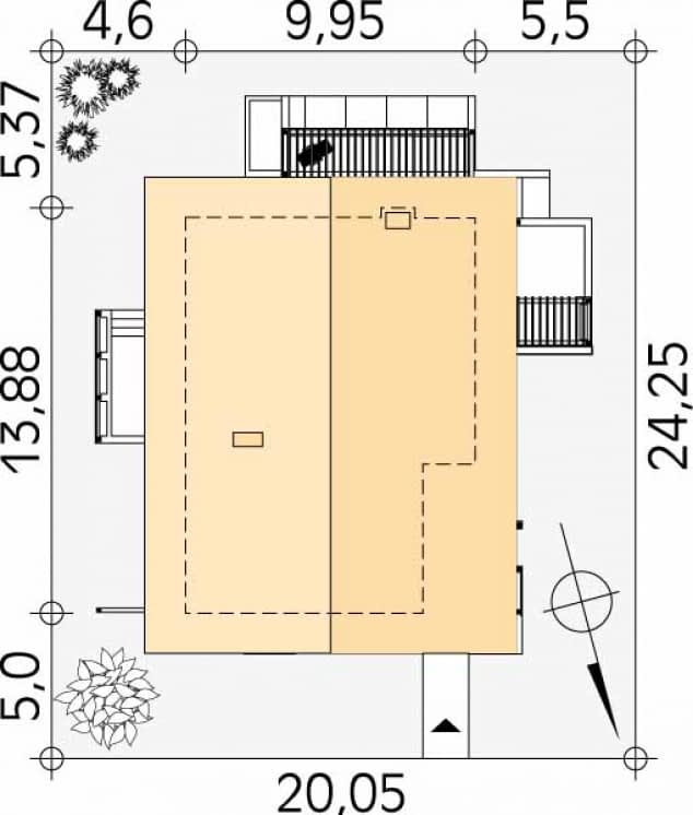 Rzut projektu Lara (CE) - Usytuowanie na działce