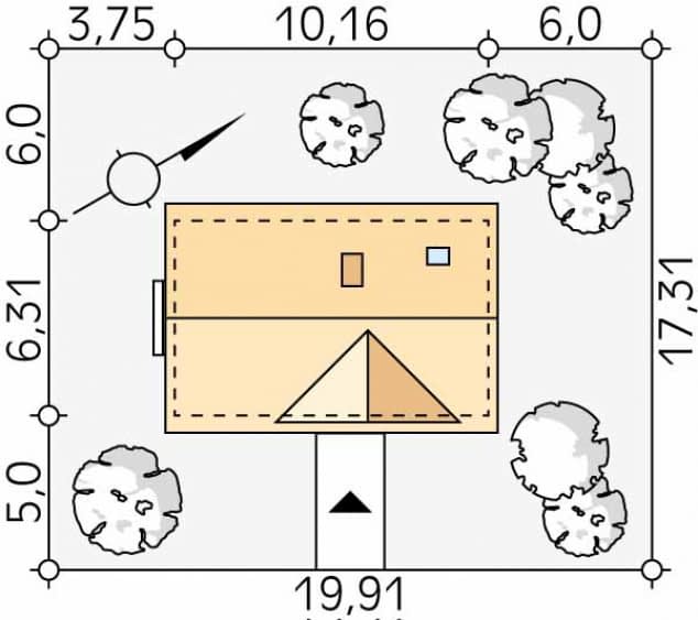 Rzut projektu Poziomka dr-S (DR-S) - Usytuowanie na działce