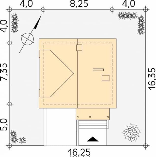 Rzut projektu Majka (CE) - Usytuowanie na działce