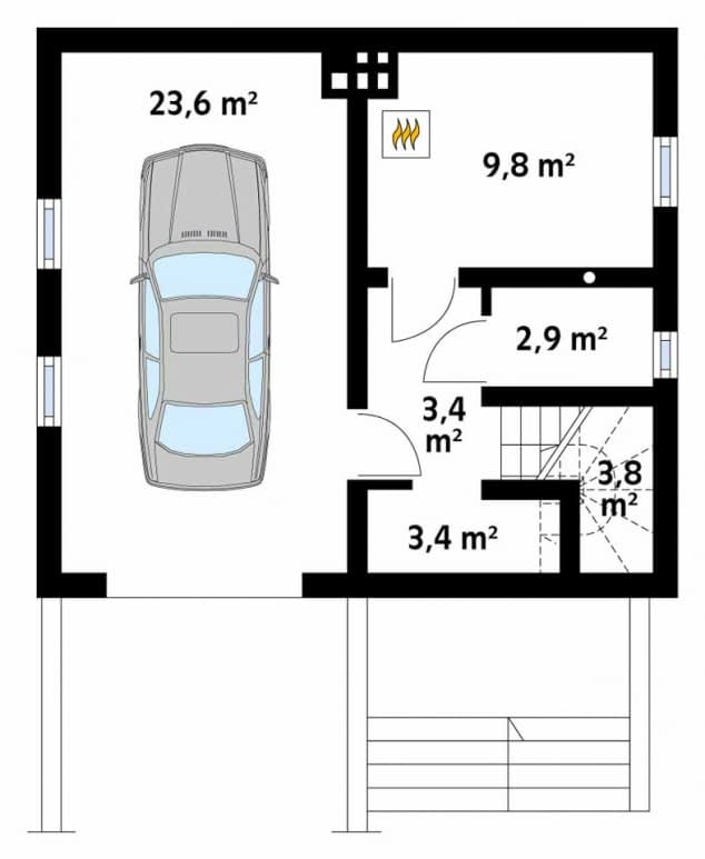 Rzut projektu Majka (CE) - piwnica