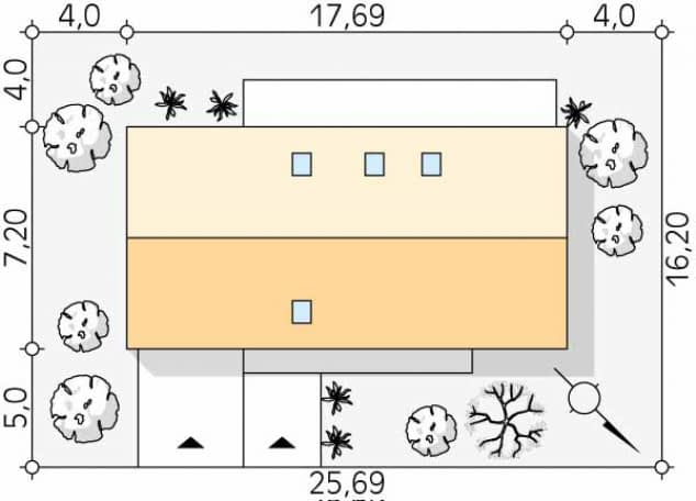 Rzut projektu Tytus (CE) - Usytuowanie na działce