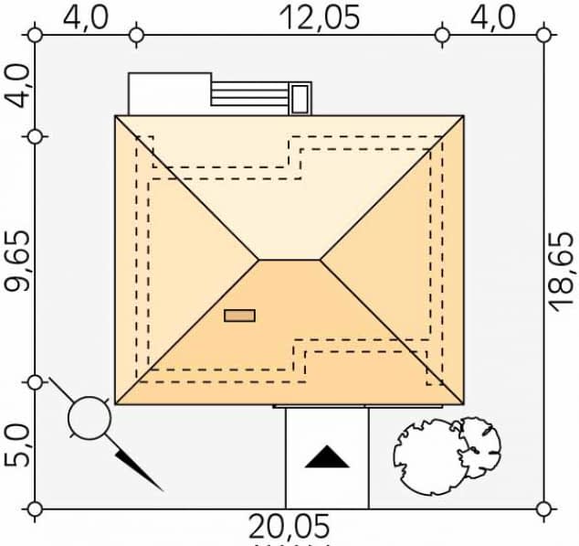 Rzut projektu Mak 2 (CE) - Usytuowanie na działce