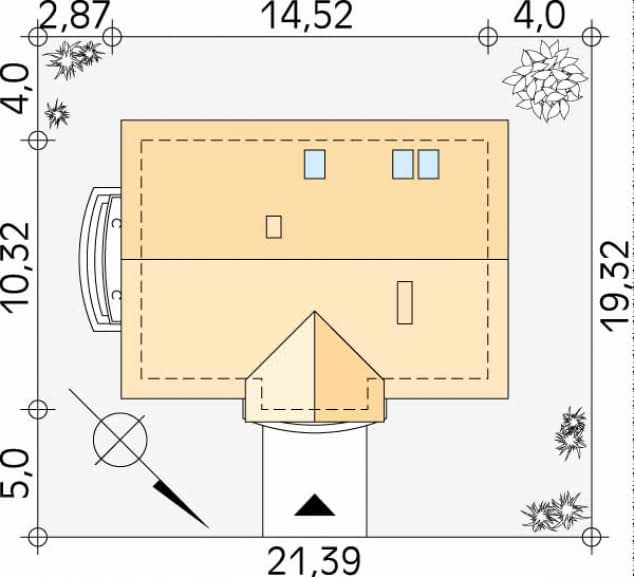 Rzut projektu Poranek (CE) - Usytuowanie na działce