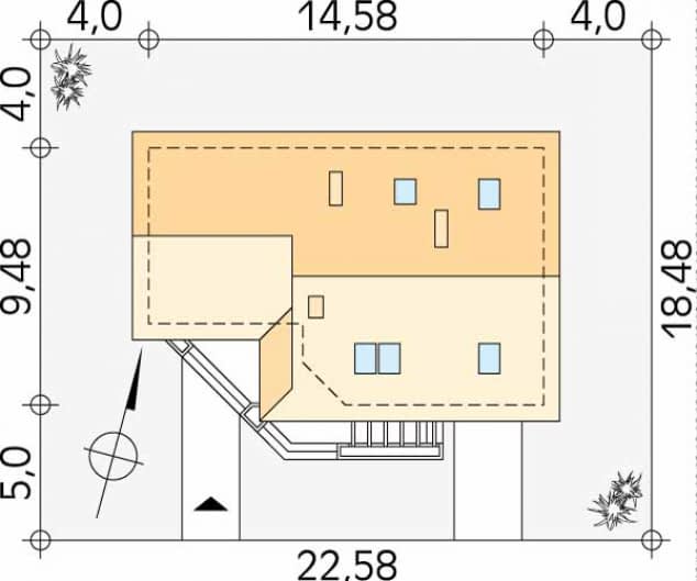 Rzut projektu Szyper 9 (Y) - Usytuowanie na działce