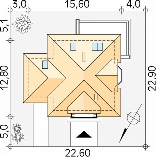 Rzut projektu Wilga (CE) - Usytuowanie na działce