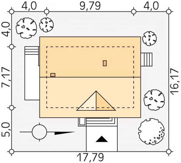 Rzut projektu Bez 4 (Y) - Usytuowanie na działce