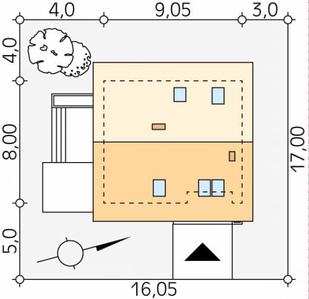Rzut projektu Jagoda (CE) - Usytuowanie na działce