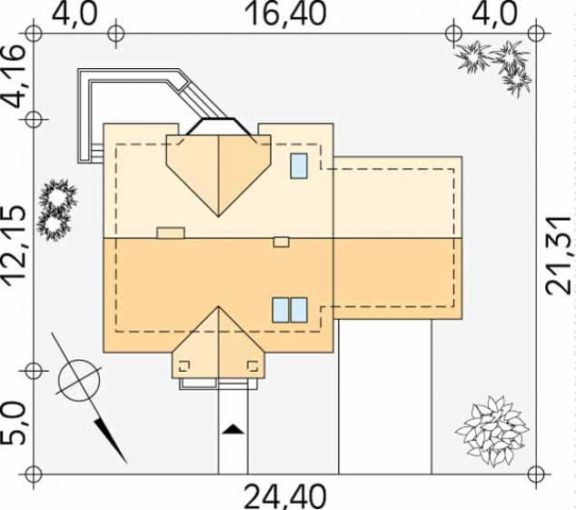 Rzut projektu Pliszka 3 (CE) - Usytuowanie na działce