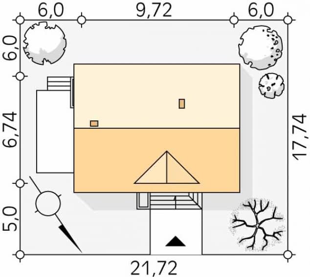Rzut projektu Bez dr-T (DR-T) - Usytuowanie na działce
