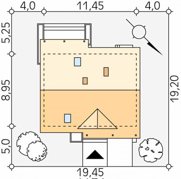 Rzut projektu Jeżyna 3 (CE) - Usytuowanie na działce