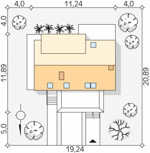 Rzut projektu Malachit (CE) - Usytuowanie na działce