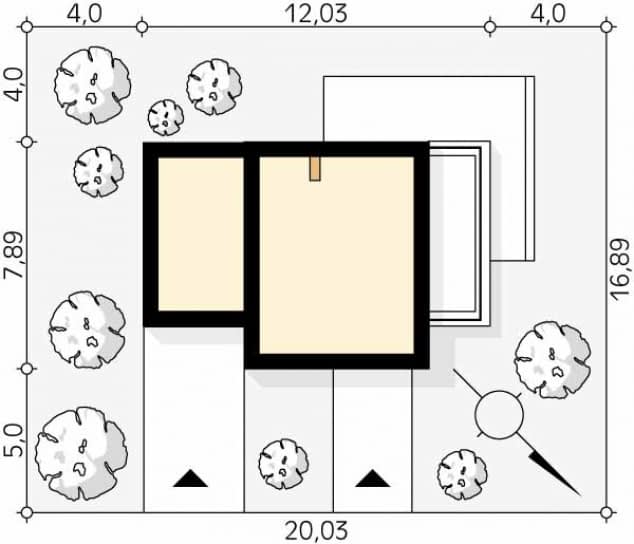 Rzut projektu Trawertyn 2 (KO) - Usytuowanie na działce