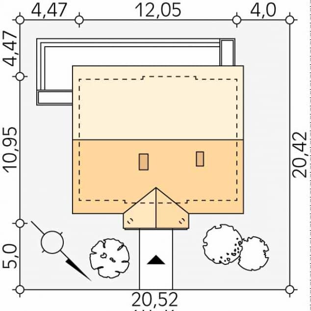 Rzut projektu Arion (CE) - Usytuowanie na działce